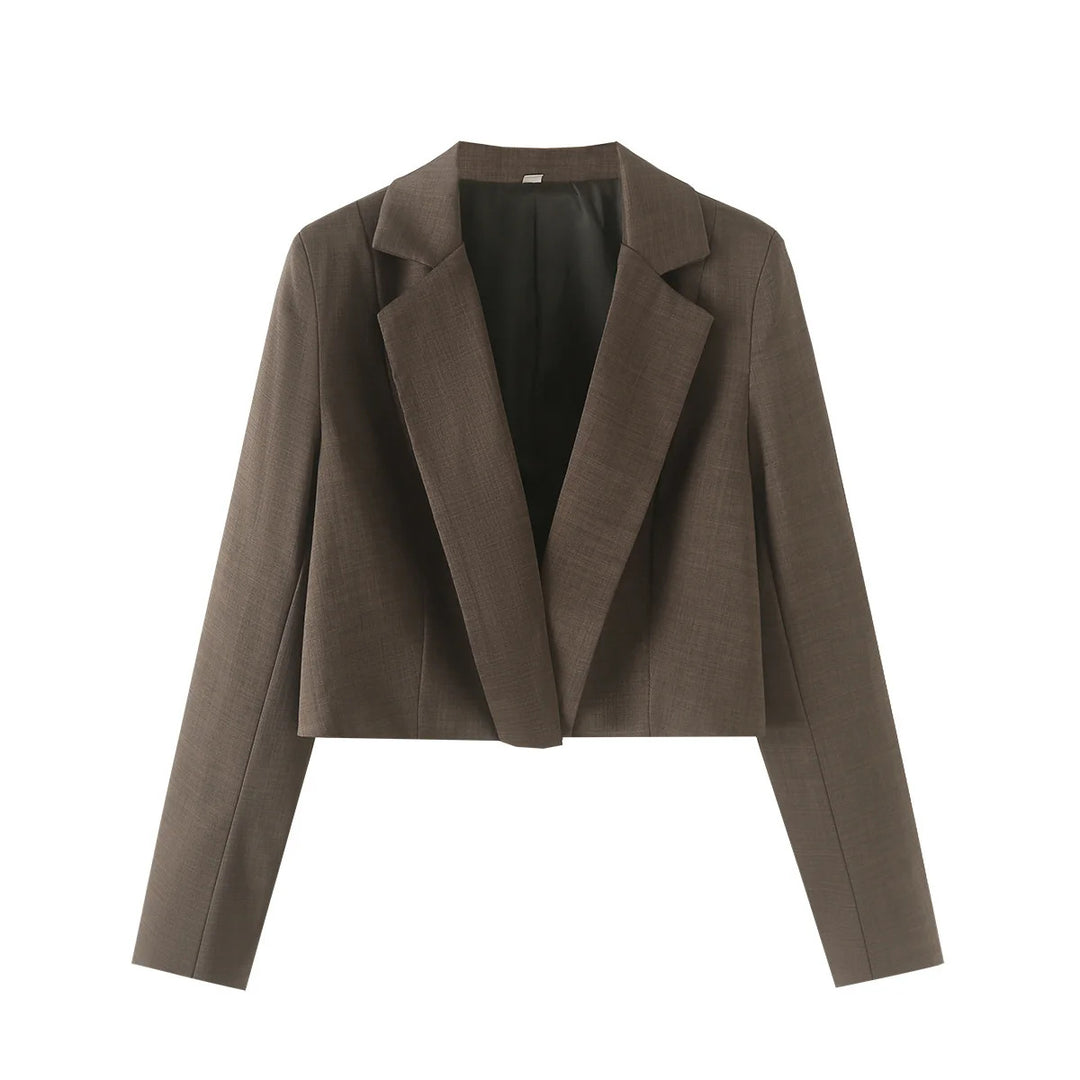 Damen nan cropped Reversblazer-Set mit kurzem Sakko und Highwaist Weitbein-Hose Drune