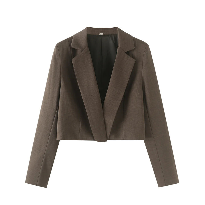 Damen nan cropped Reversblazer-Set mit kurzem Sakko und Highwaist Weitbein-Hose Drune