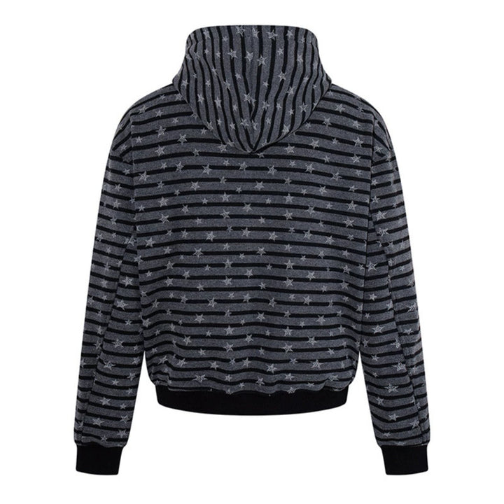 Damen Legere Kapuzen-Zipjacke im Streifenjacquard mit Sternchenstruktur Drune