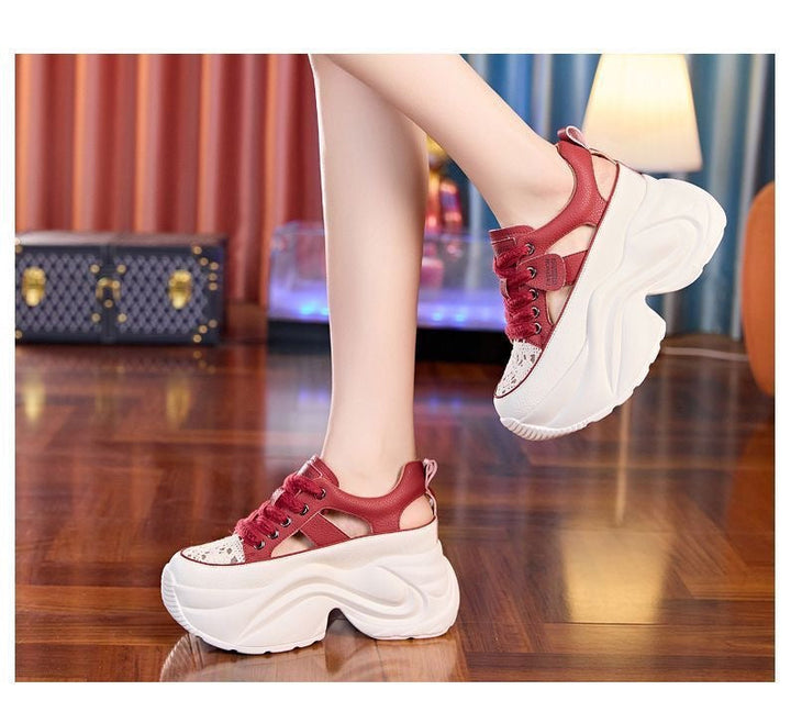 Damen Plateau-Sneaker mit luftiger Oberflächenstruktur und bequemer Dämpfung Drune