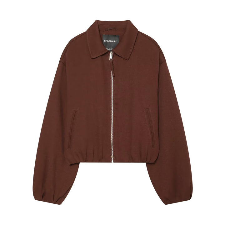 Damen Kurze Boxy-Blousonjacke aus Baumwollmix mit Front-Reißverschluss Drune
