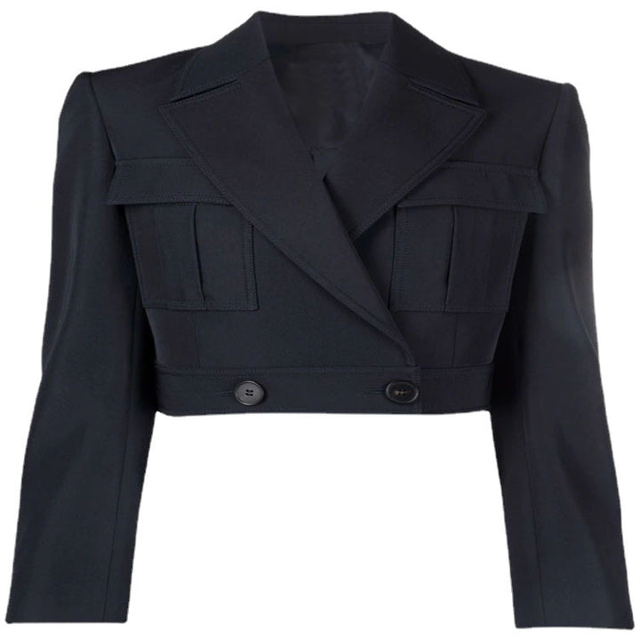 Damen Kurzblazer im Tailoring mit aufgesetzten Pattentaschen und markanter Schulterpartie Drune
