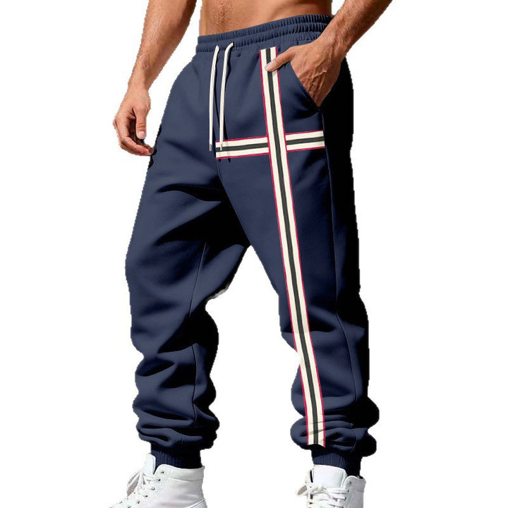 Herren Jogginghose mit seitlichem Tape-Streifen und elastischem Kordelbund Drune