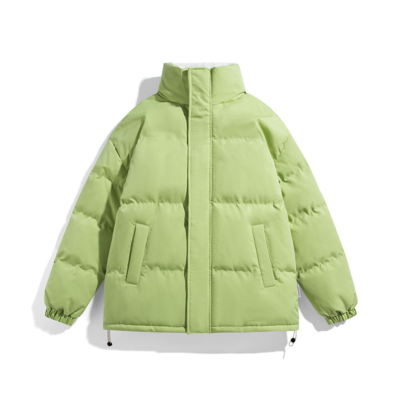 Unisex Boxy-Pufferjacke mit hohem Stehkragen, verdecktem Reißverschluss und verstellbarem Kordelzugsaum Drune