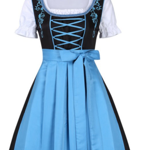 Damen  traditionelles Dirndl mit besticktem Mieder und geschnürter Vorderseite Drune