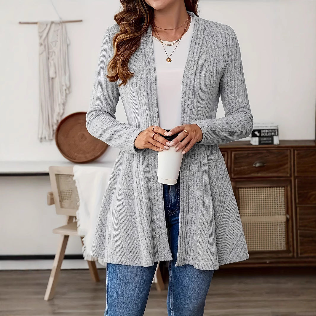 Damen Lange Strickjacke mit schwingendem Saum Drune