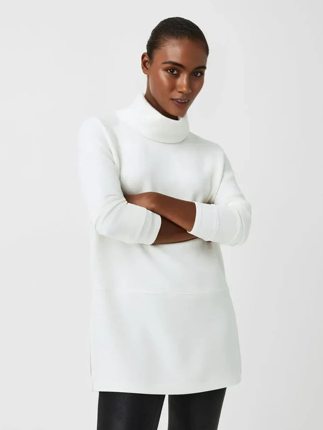 Damen Cozy Funnel Neck Tunika Pullover mit Übergrößen-Schnitt und seitlichen Schlitzen Drune