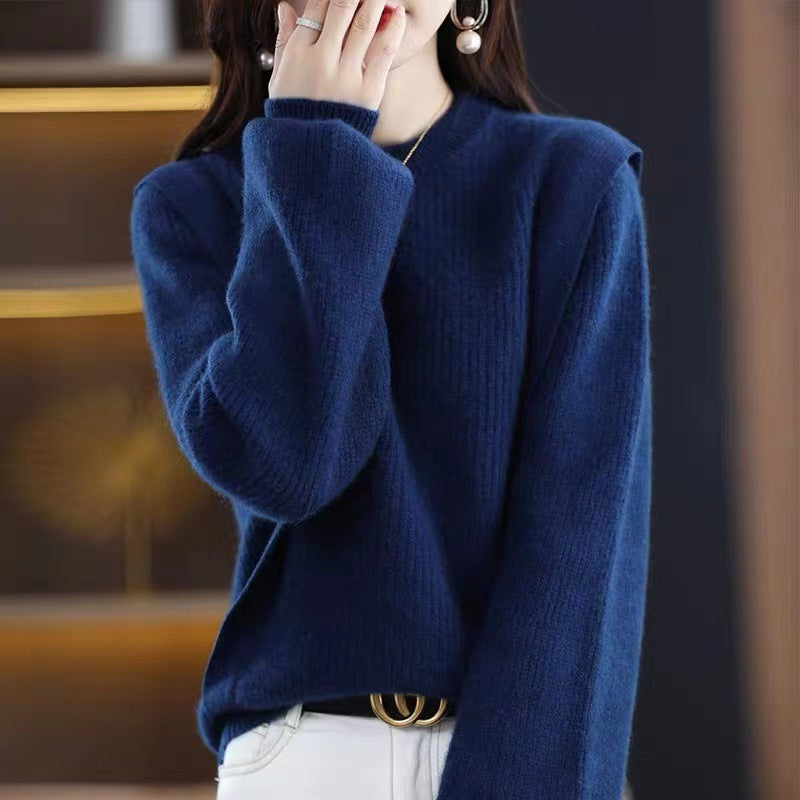 Damen Grobstrickpullover mit modernem Schnitt und Rundhalsausschnitt Drune