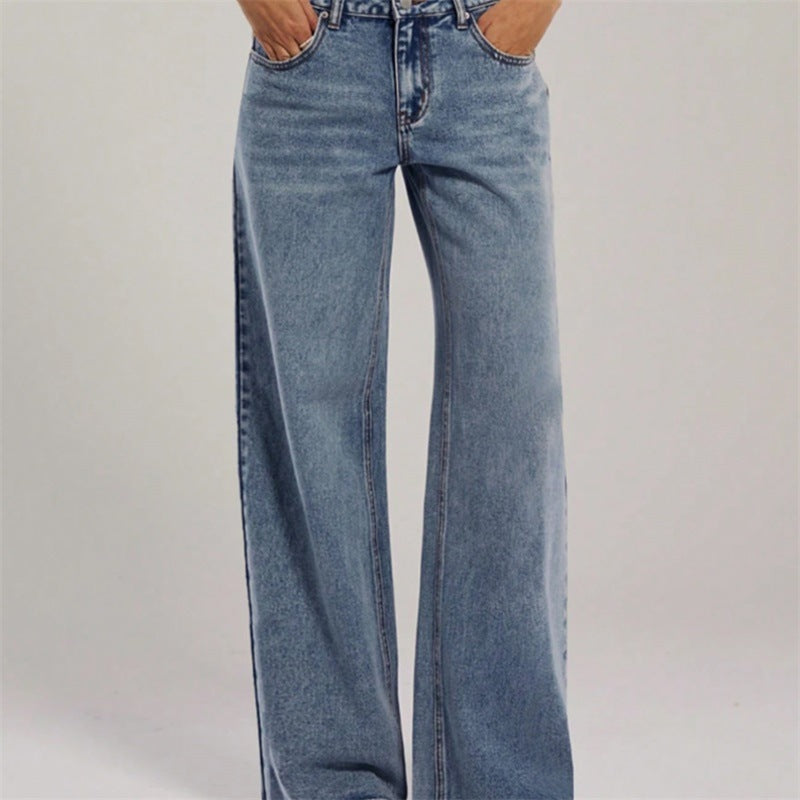 Damen Hochtaillierte Denimhose mit extraweiter Beinform und cleaner Vintage‑Waschung Drune