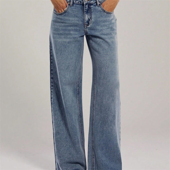 Damen Hochtaillierte Denimhose mit extraweiter Beinform und cleaner Vintage‑Waschung Drune