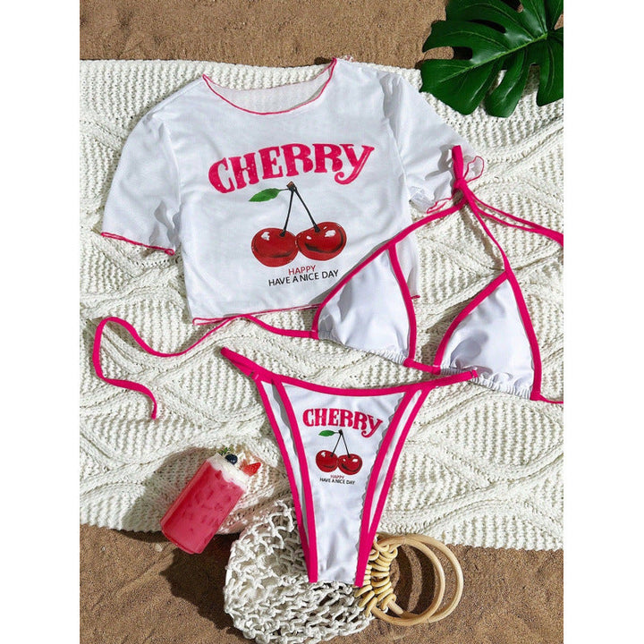 Damen Crop-Top Bikini-Set mit sportlichem Schnitt und Brasil-Print Drune