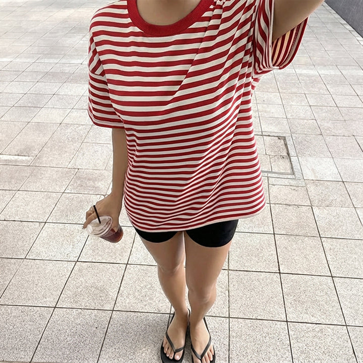 Damen Oversized Streifen-T-Shirt Drune