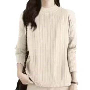 Damen Feinstrickpullover mit attraktivem Rippenmuster und hochgeschlossenem Kragen Drune