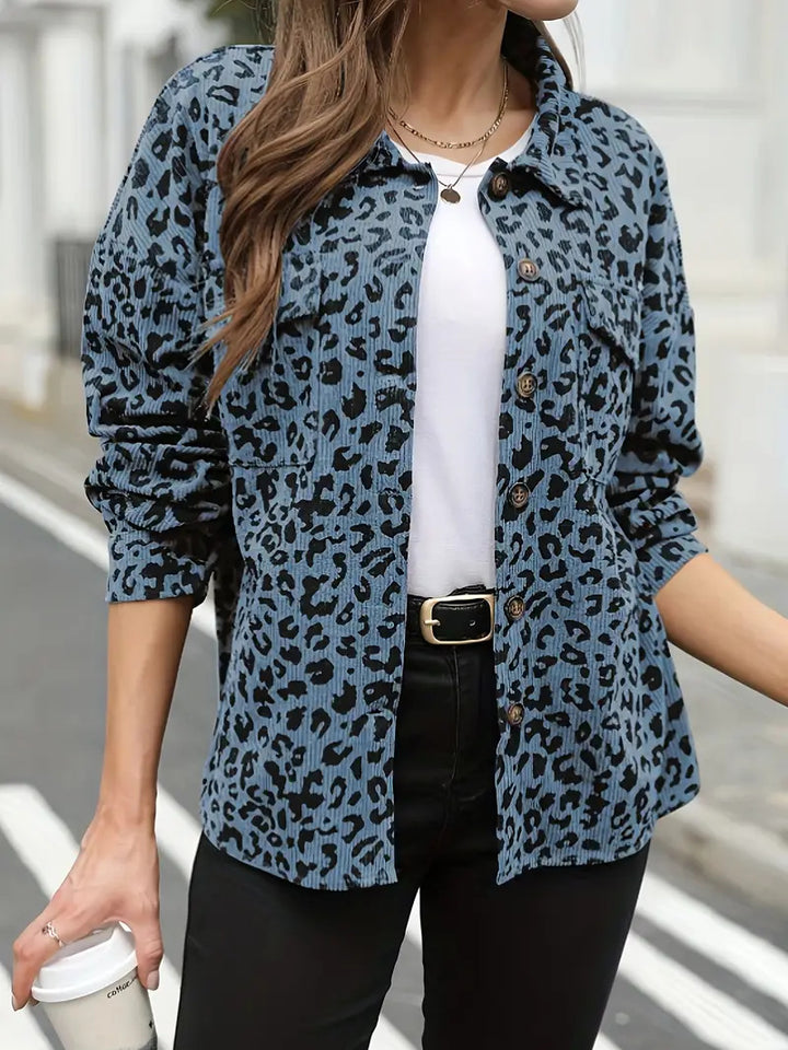 Damen Flanelljacke mit Leopardenmuster Drune