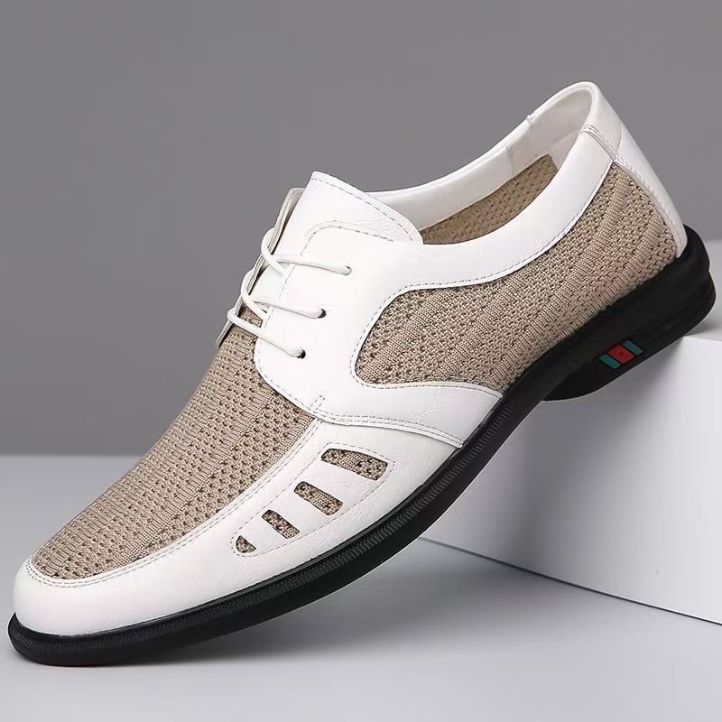 Herren Atmungsaktiver Business-Casual-Halbschuh mit Lochstrick-Elementen Drune