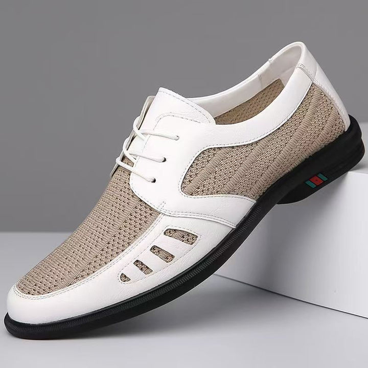 Herren Atmungsaktiver Business-Casual-Halbschuh mit Lochstrick-Elementen Drune