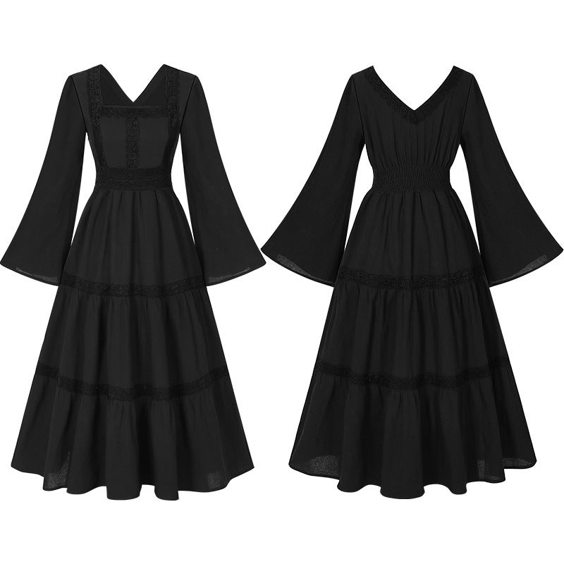 Damen nan romantisches Maxikleid mit Carmen-Ausschnitt, Puffärmeln, tailliertem Mieder und seitlicher Raffung Drune