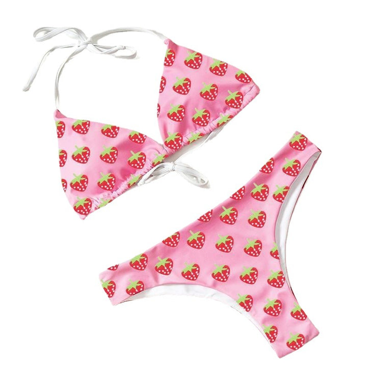 Damen Triangel-Bikini mit fruchtigen Erdbeerprint Drune