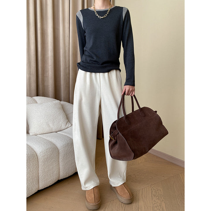 Damen lässiges Langarmshirt mit kontrastierenden Einsätzen Drune