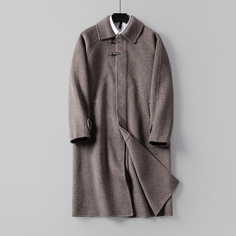 Herren Gerader Wollmix-Longcoat mit verdeckter Front und dekorativen Knebelverschlüssen Drune