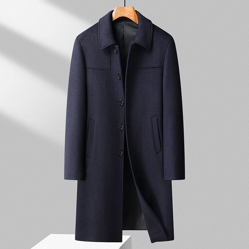 Herren Langer einreihiger Wollmantel mit schlanker Silhouette Drune