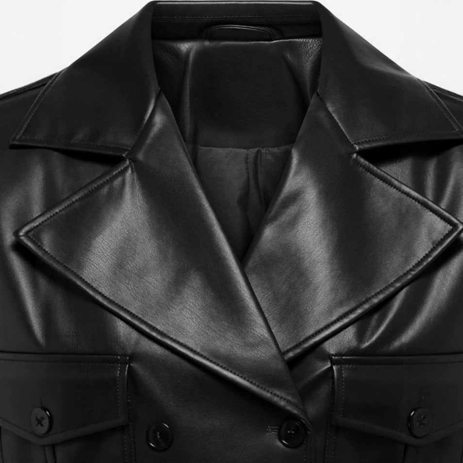 Damen Cropped Lederjacke Drune