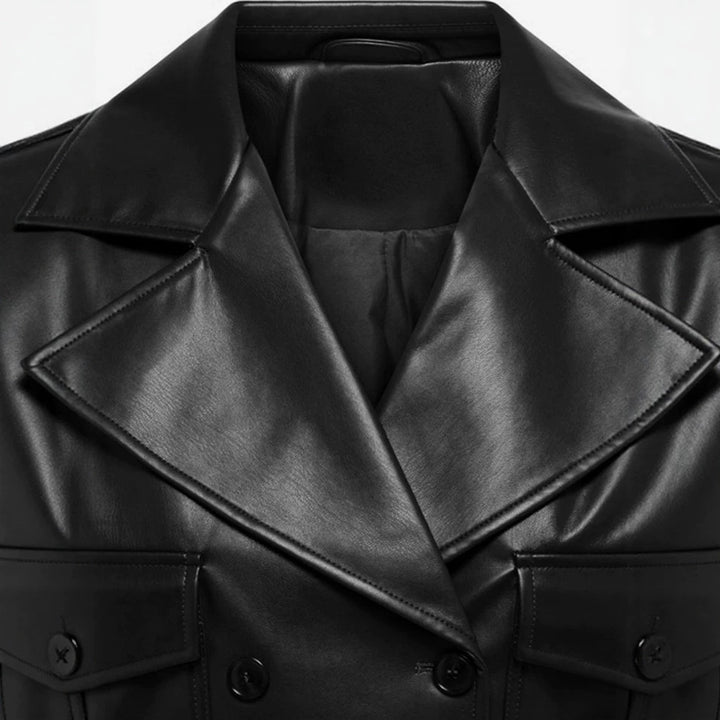 Damen Cropped Lederjacke Drune