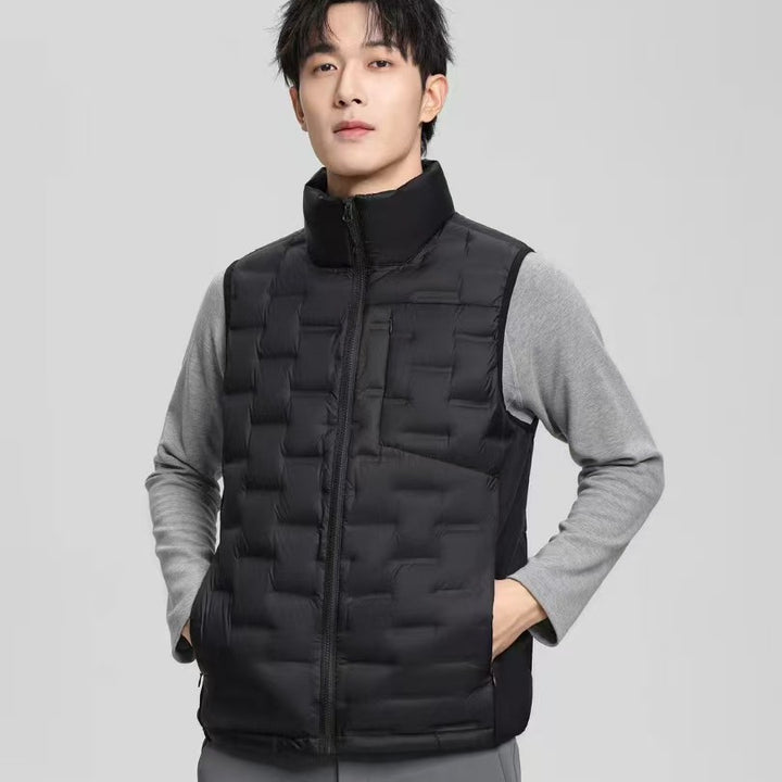 Herren leichte gesteppte Thermo-Daunenjacke mit Stehkragen und Brusttasche Drune