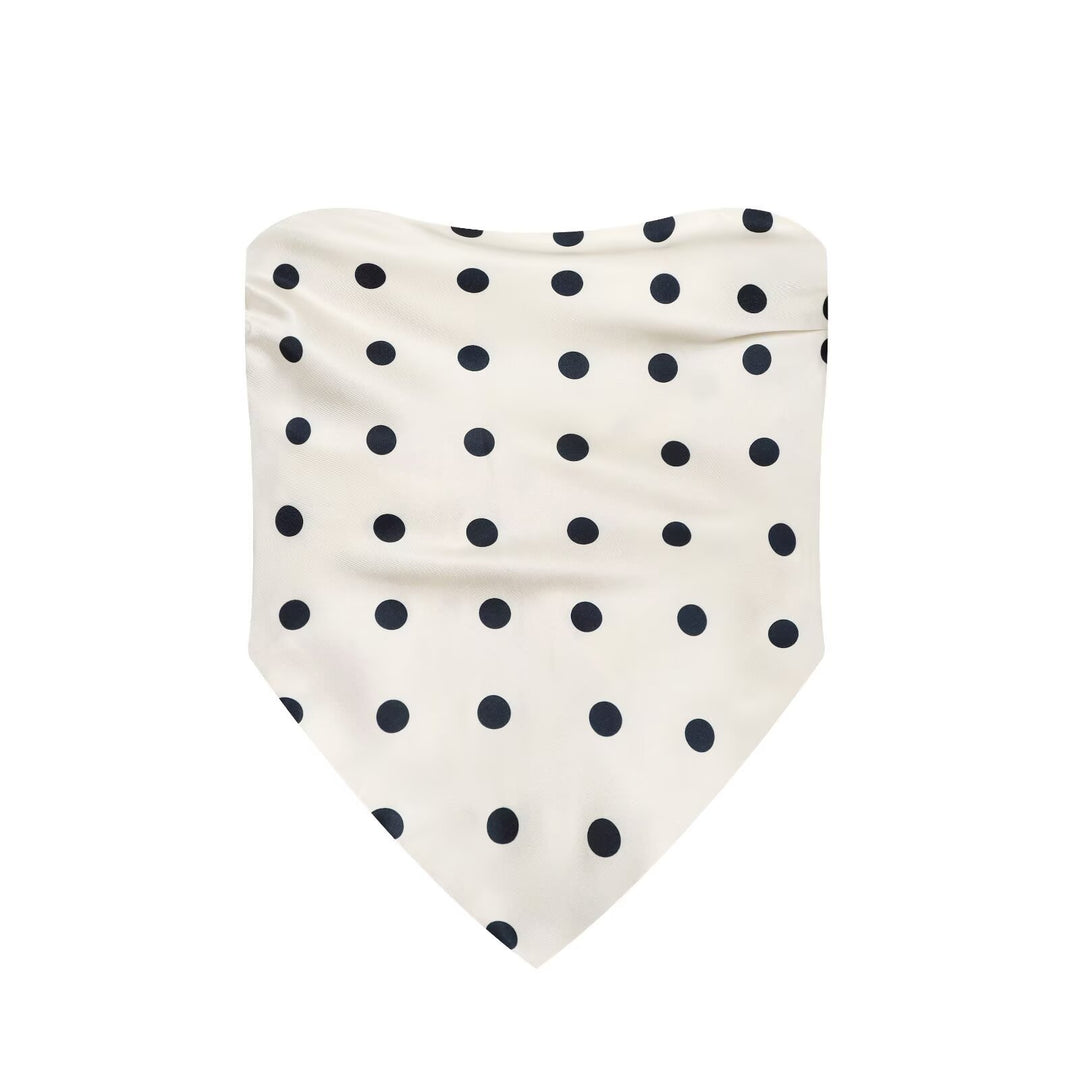 Damen Weite Satin-Hose mit elastischem Tunnelzugbund und Polka-Dot-Muster Drune