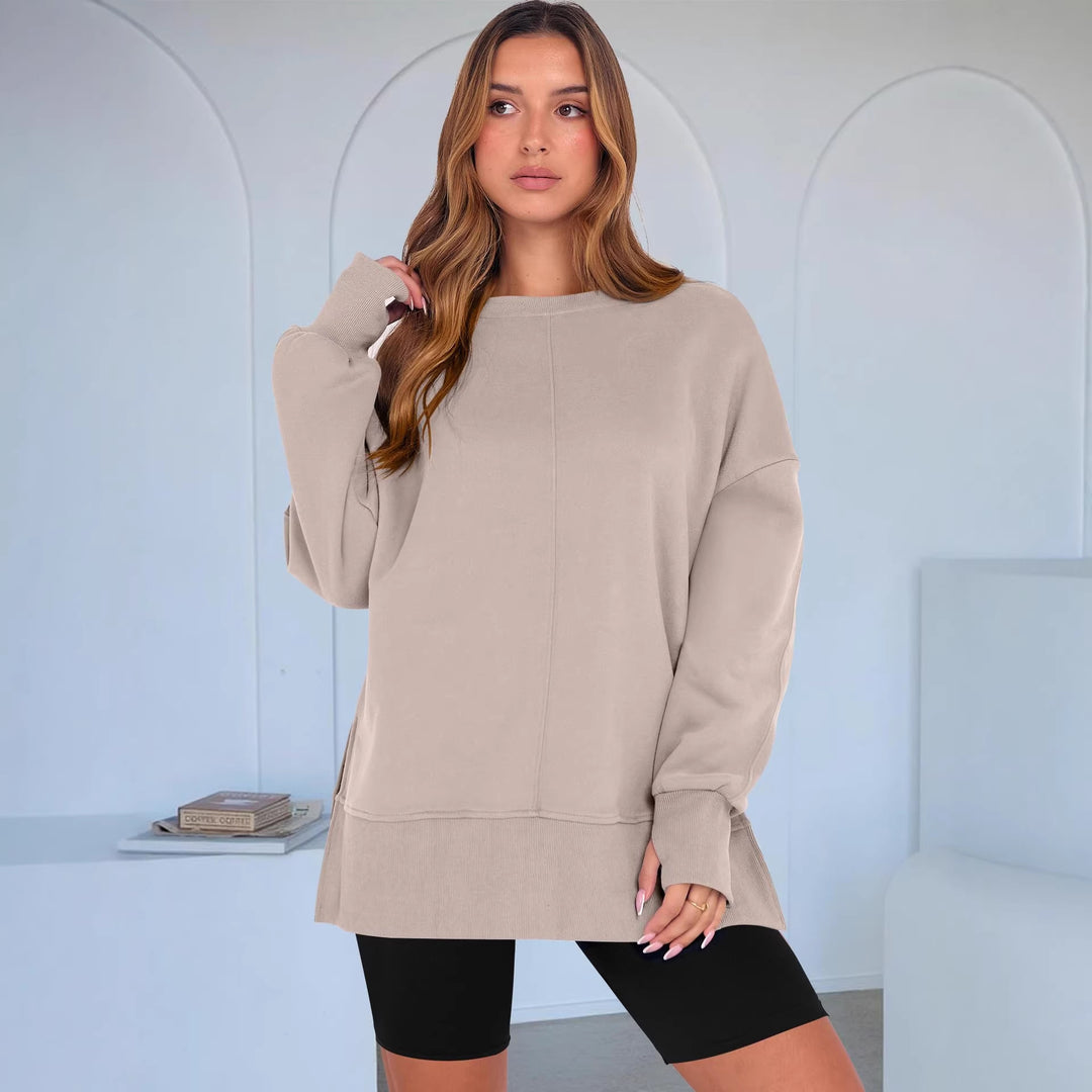 Damen Oversize-Sweatshirt mit Mittelnähte, Rundhals und überschnittener Schulter Drune