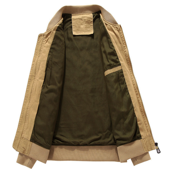 Herren Baumwoll-Canvas Bomberjacke im Field-Stil mit Badge‑Applikationen und Ärmeltasche Drune