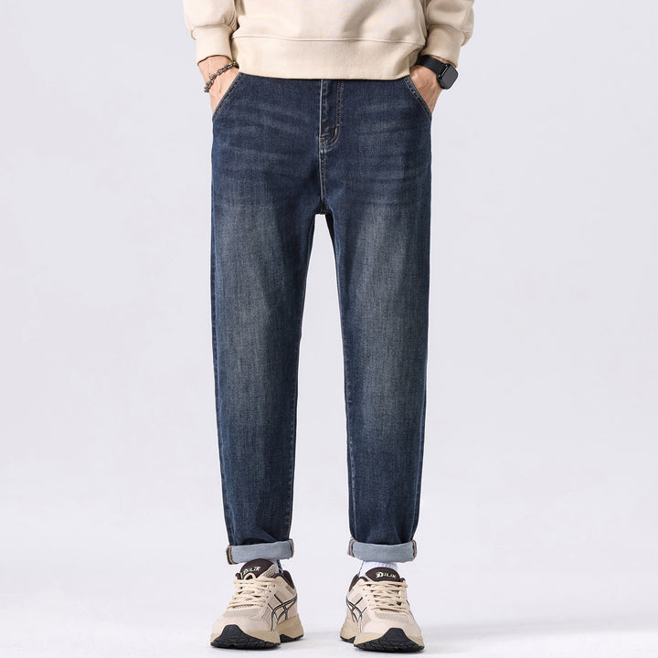 Herren Konisch geschnittene Freizeit-Jeans mit mittlerer Leibhöhe und dezenter Used-Waschung Drune
