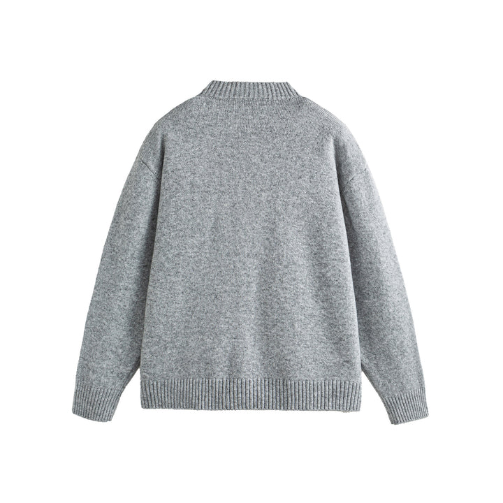 Unisex Grobgestrickte Boxy-Strickjacke mit Knopfleiste, Rundhalsausschnitt und aufgesetzten Taschen Drune