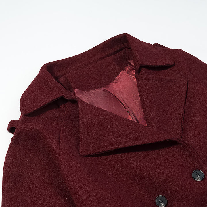 Damen Maxilanger Wollmix-Trenchcoat mit Schulterpasse, Bindegürtel und Krempelärmeln Drune