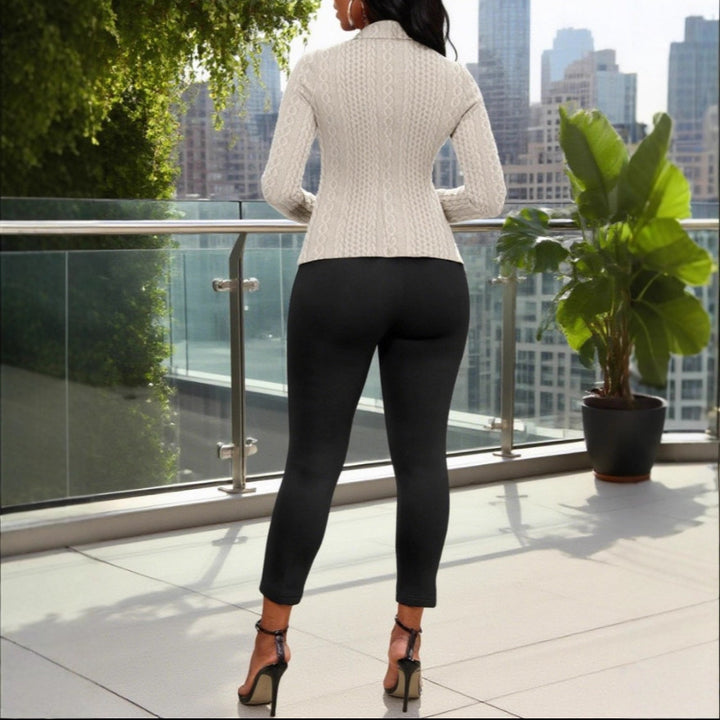 Damen Taillierter Strickblazer mit Schalkragen und Zopfstrickstruktur Drune