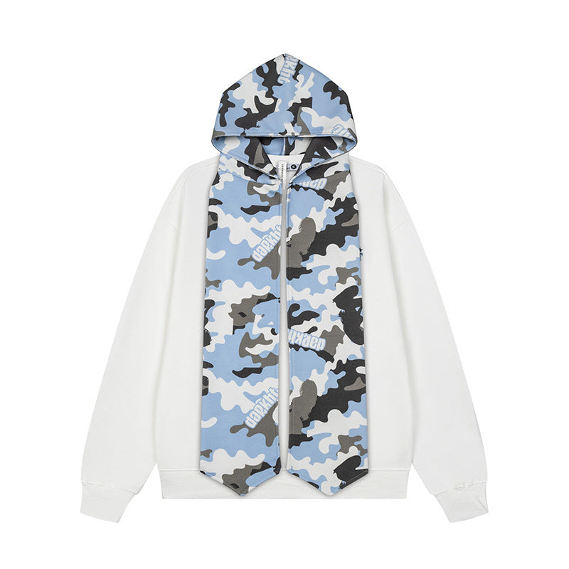 Damen Kapuzen-Sweatshirt mit überlanger Schal‑Optik und Frontzip Drune