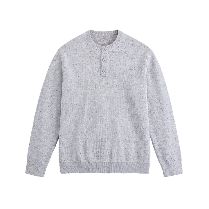 Herren Strukturierter Henley‑Strickpullover mit Dreifach‑Knopfleiste Drune
