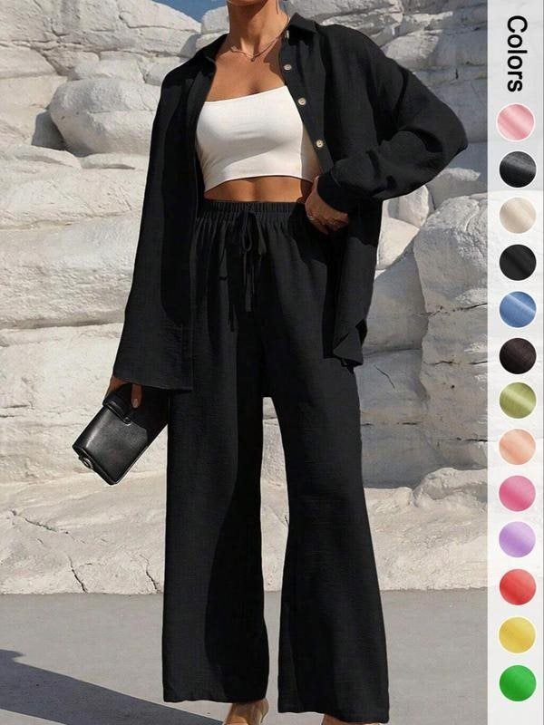 Damen lässiger Satin-Loungewear-Anzug mit weitem Schnitt und nachhaltigem Stoff Drune