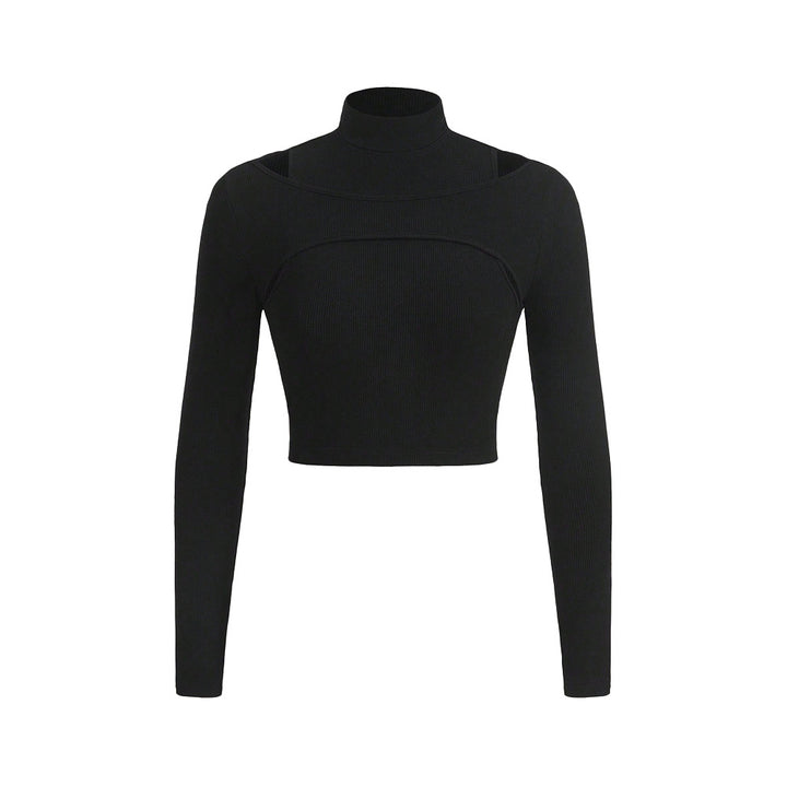 Damen Crop-Top mit hochgeschlossenem Design und raffiniertem Cut-Out Drune
