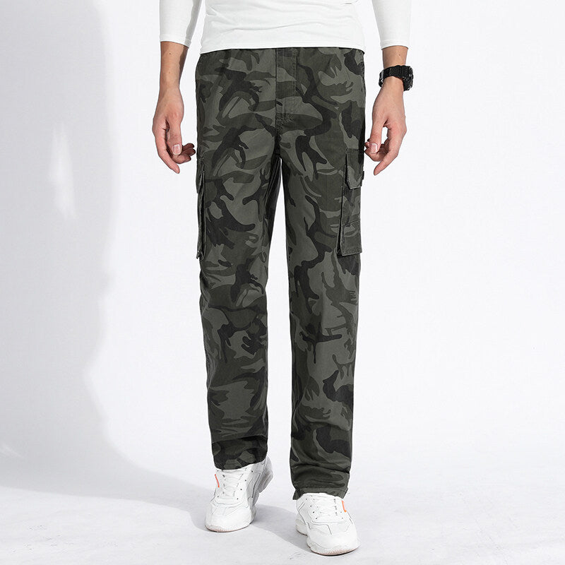 Herren Camouflage Cargohose im Army‑Stil mit geradem Schnitt, Mehrfach‑Taschen & robusten Nähten Drune