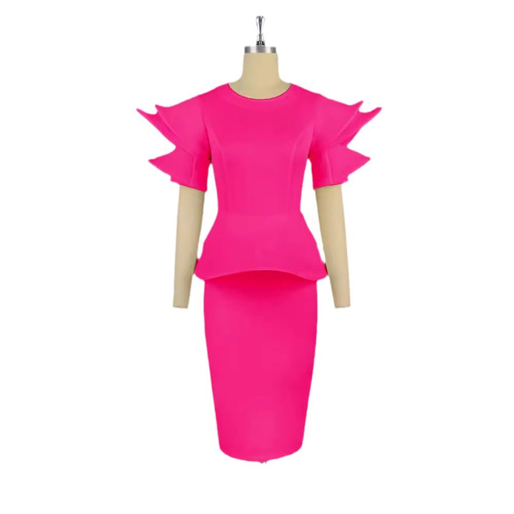 Damen figurbetontes Kleid mit voluminösen Ärmeln Drune