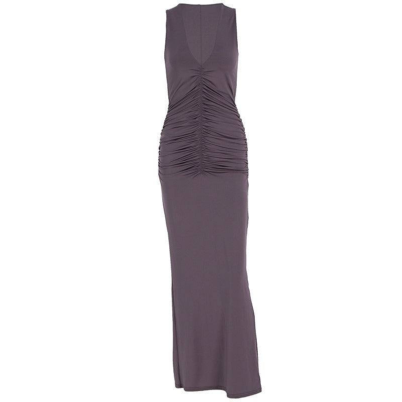 Damen figurbetontes Maxikleid mit raffiniertem Rüschendetail Drune