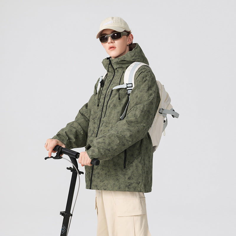 Herren Wasserdichte atmungsaktive Outdoor-Softshelljacke mit getapten Nähten und Kapuze Drune