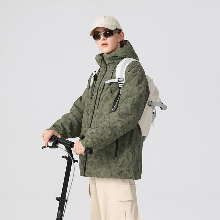 Herren Wasserdichte atmungsaktive Outdoor-Softshelljacke mit getapten Nähten und Kapuze Drune