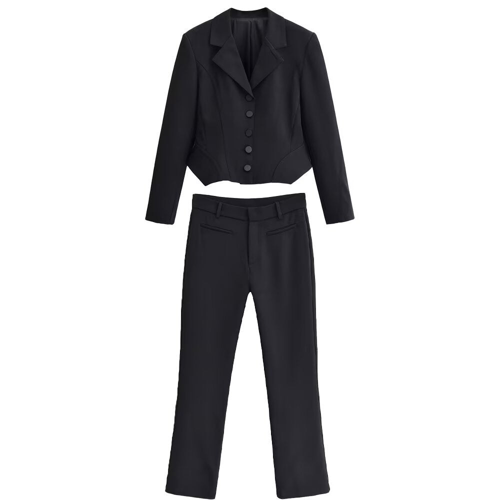 Damen Taillierter Cropped-Blazer mit Prinzessnähten und 5-Knopfreihe Drune