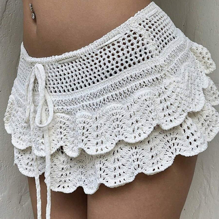 Damen asymmetrischer Häkel-Sommerrock Drune