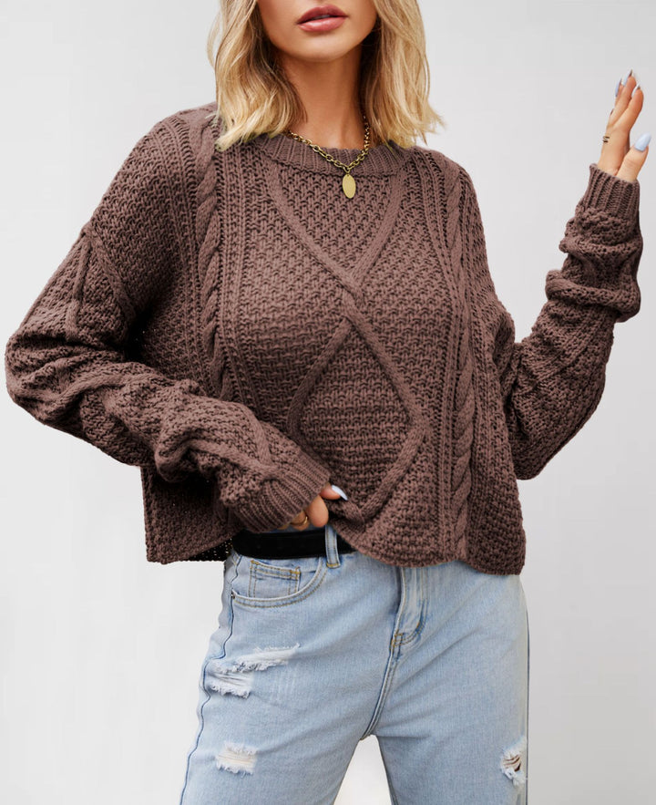 Damen Grobstrickpullover mit strukturiertem Zopfmuster Drune