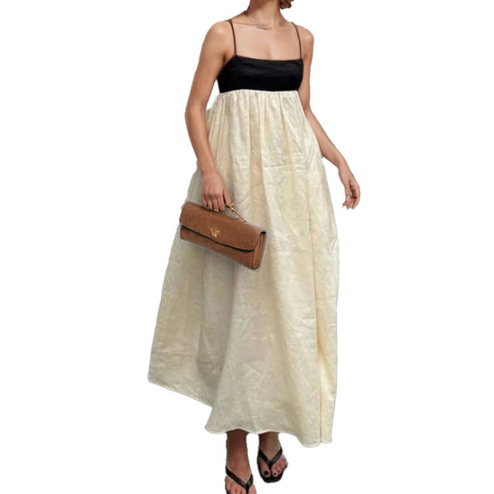 Damen Maxikleid mit kontrastierendem Oberteil und fließendem Unterteil Drune