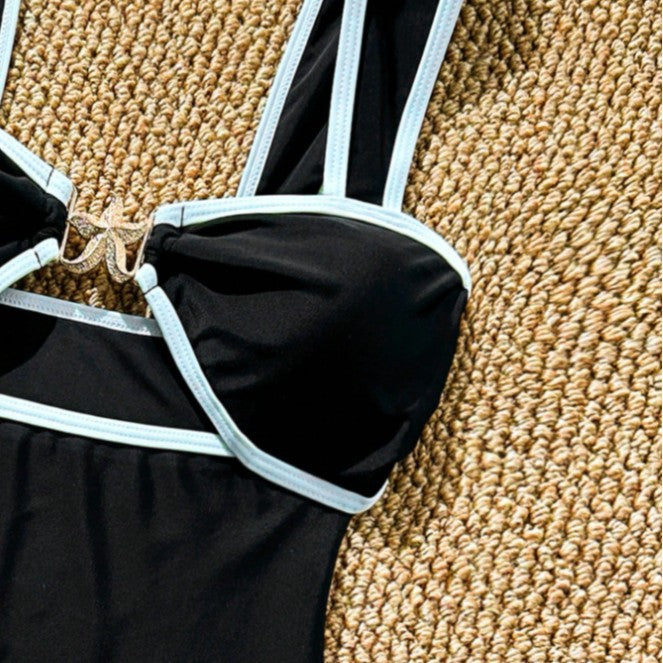 Damen Eleganter Einteiler Badeanzug mit kunstvollen Cut-Out-Details Drune
