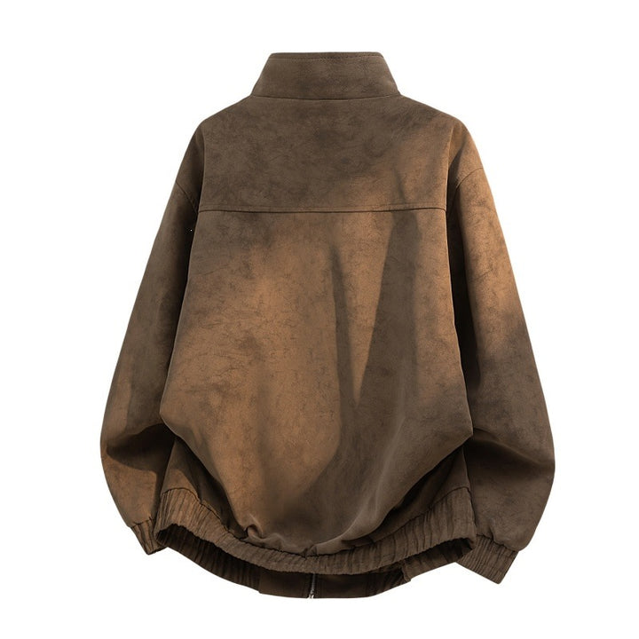 Herren Oversize Velours‑Optik Bomberjacke mit Stehkragen, Zwei‑Wege‑Reißverschluss & elastischem Saum Drune